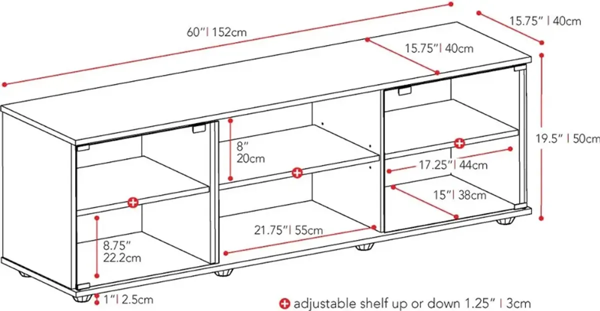 Fiji Contemporary 60" Ravenwood Black Wooden TV Stand