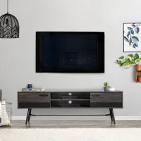 Aurora Mid-Century Modern 71" Carbon Grey TV Bench