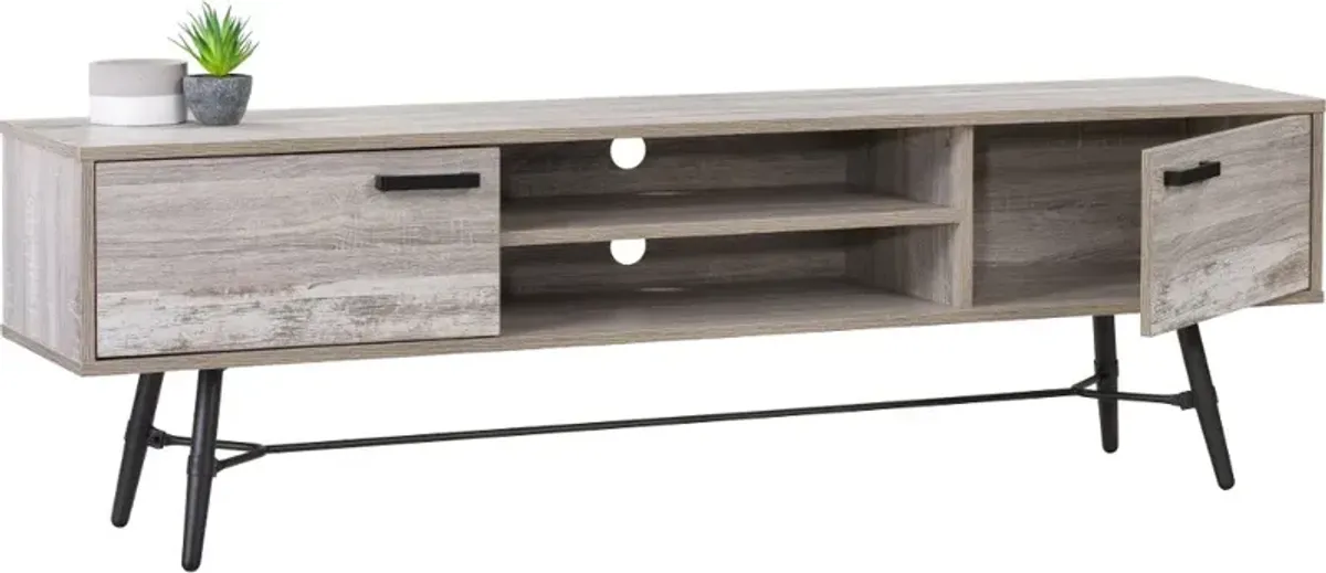 Aurora Mid-Century Modern 71" Light Grey TV Bench