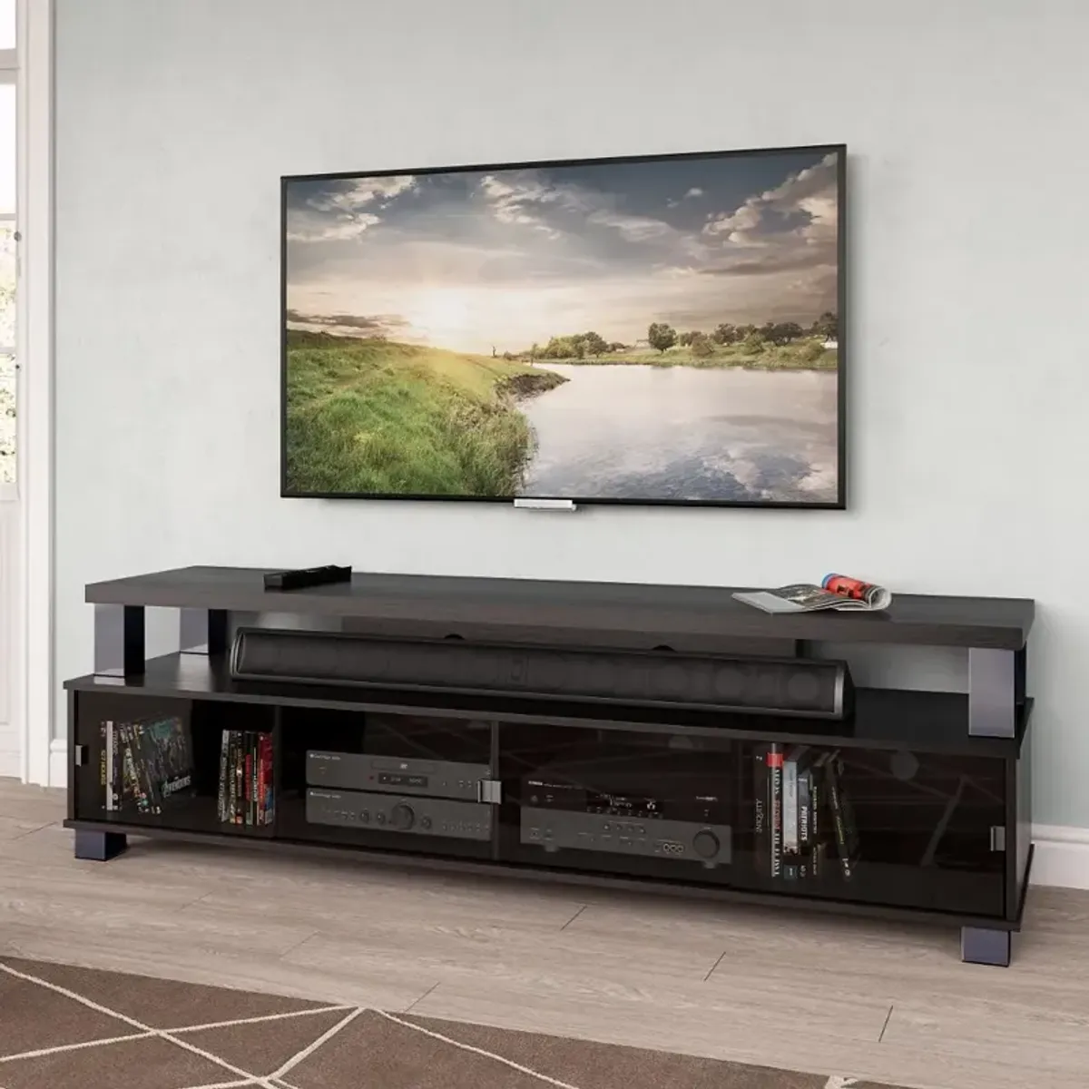 Bromley Contemporary 75" Ravenwood Black TV Bench