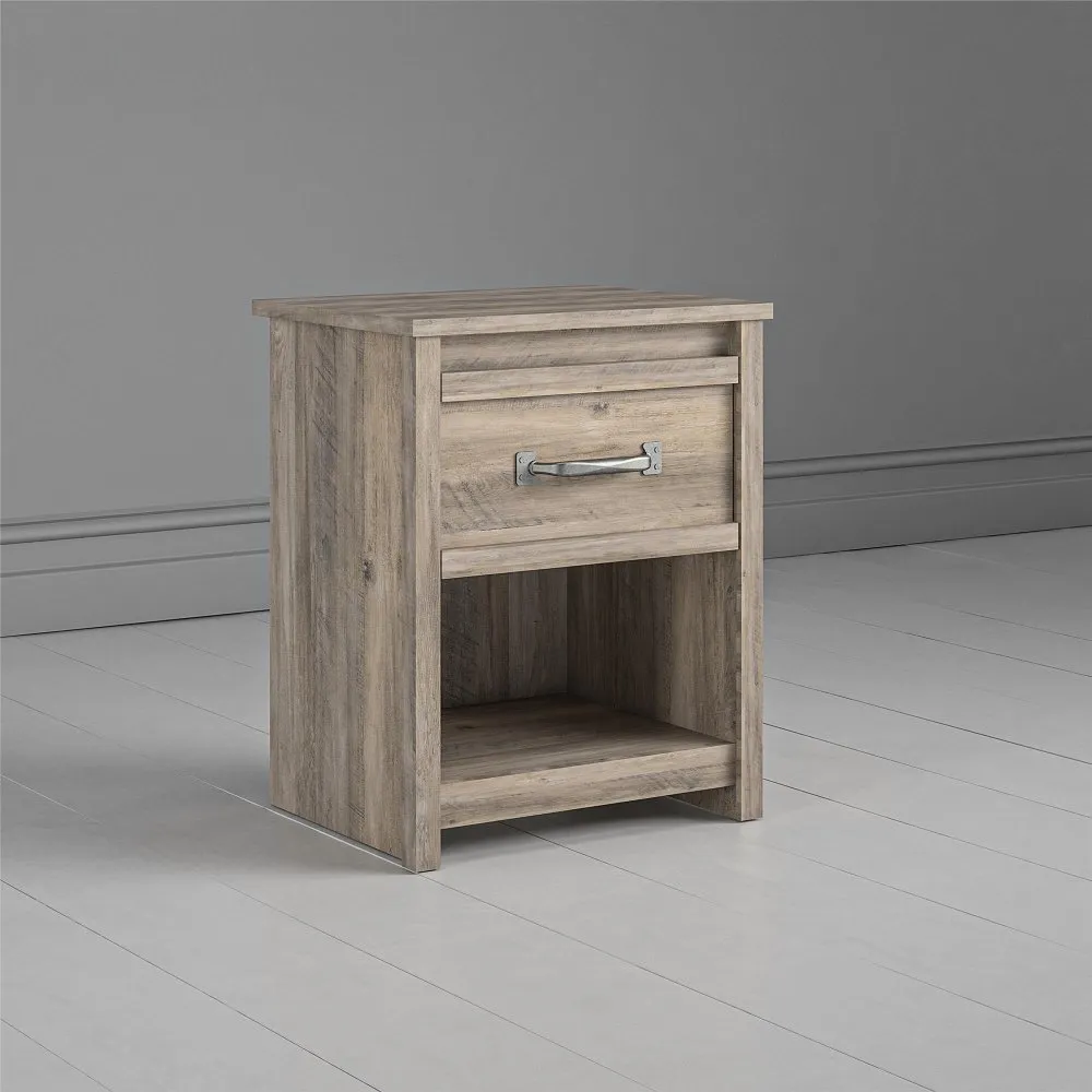 Bassinger Transitional Gray Oak Nightstand