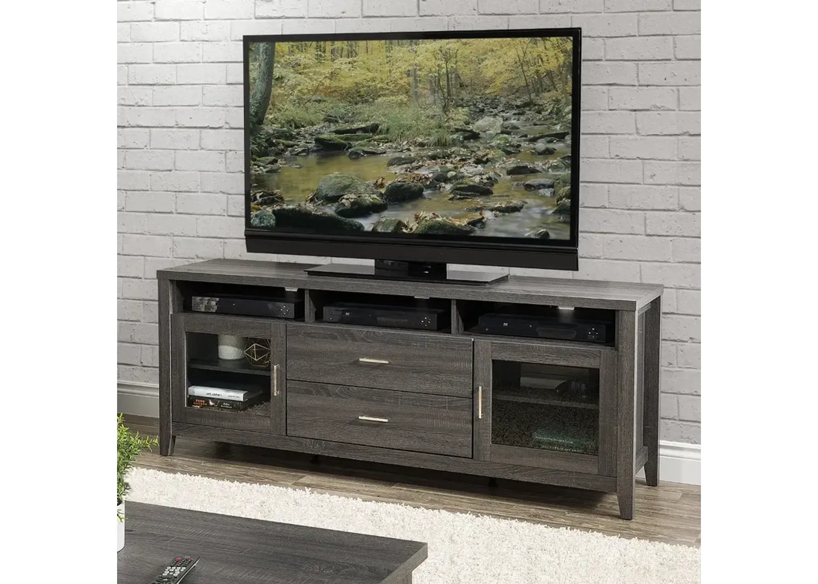 Hollywood Contemporary 70" Dark Grey TV Cabinet with Drawers