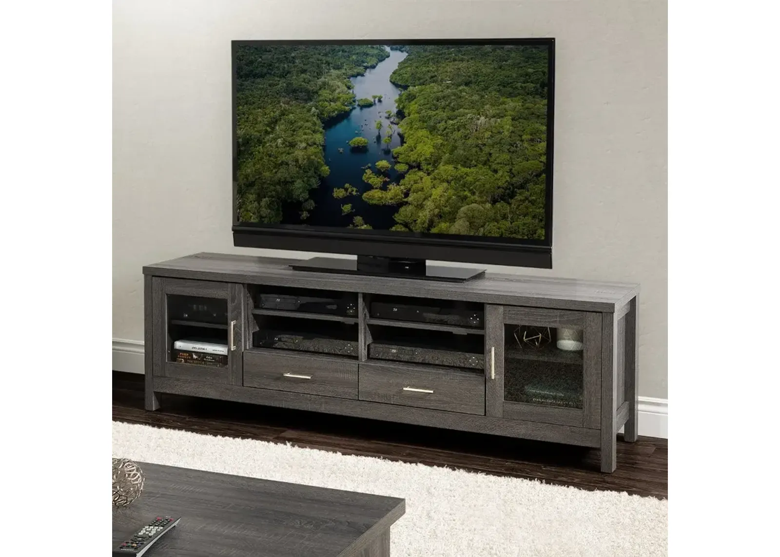 Hollywood Contemporary 71" Dark Grey TV Cabinet