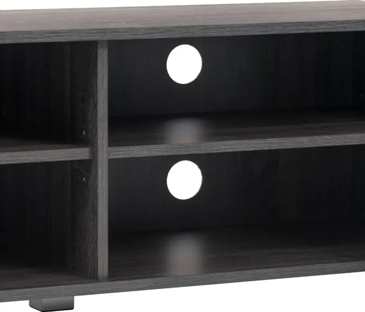 Hollywood Modern 71" Dark Grey Wood Grain TV Stand with Doors