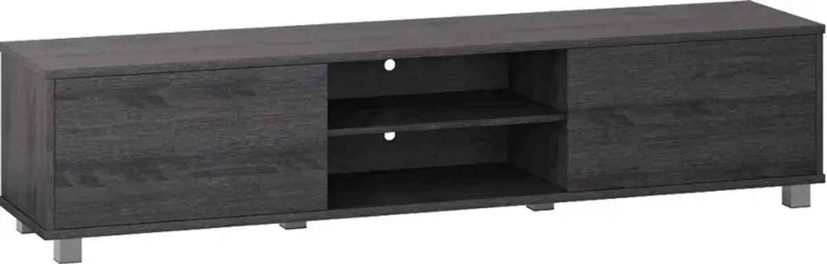 Hollywood Modern 71" Dark Grey Wood Grain TV Stand with Doors