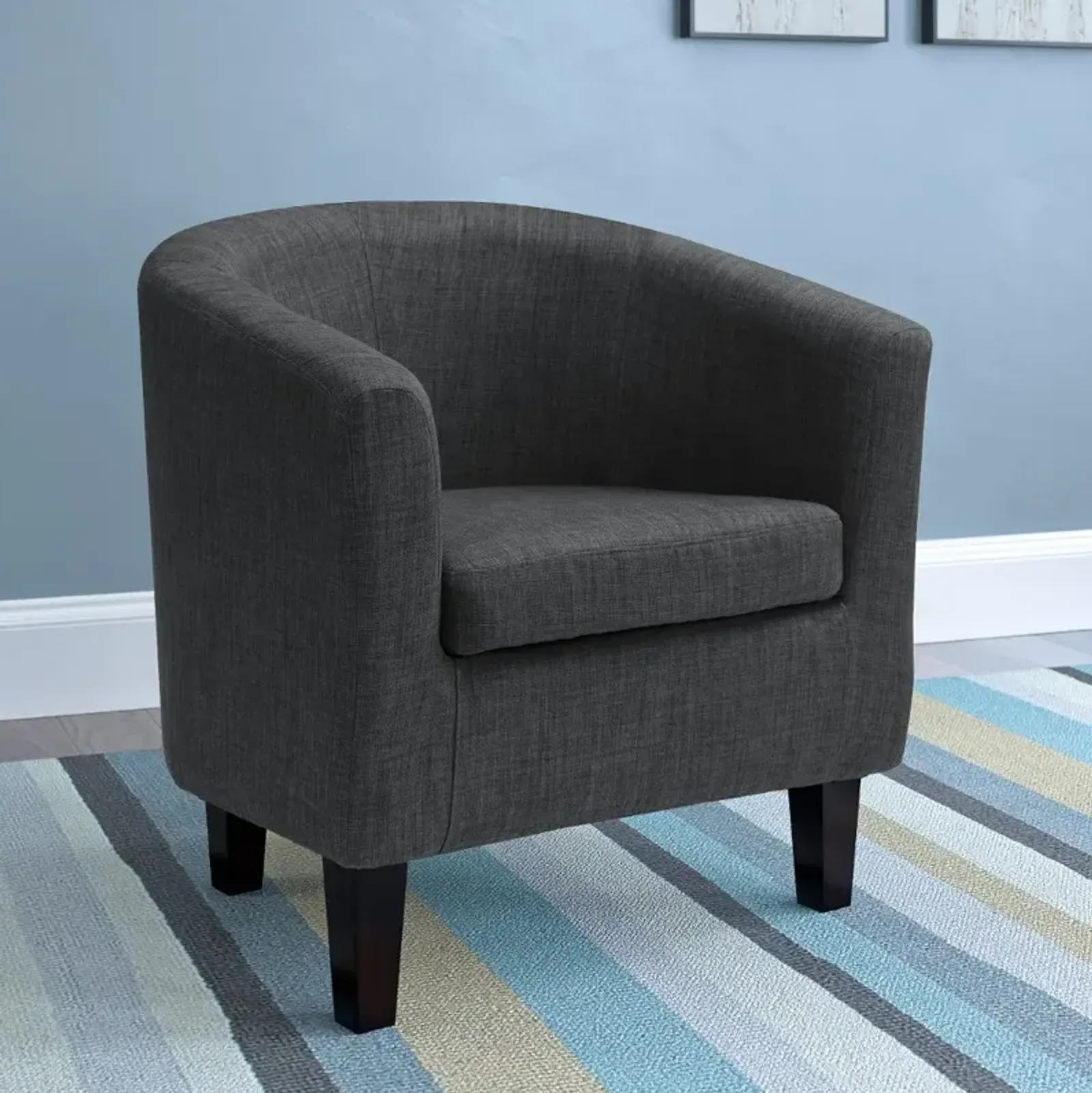 Antonio Contemporary Dark Grey Fabric Tub Chair