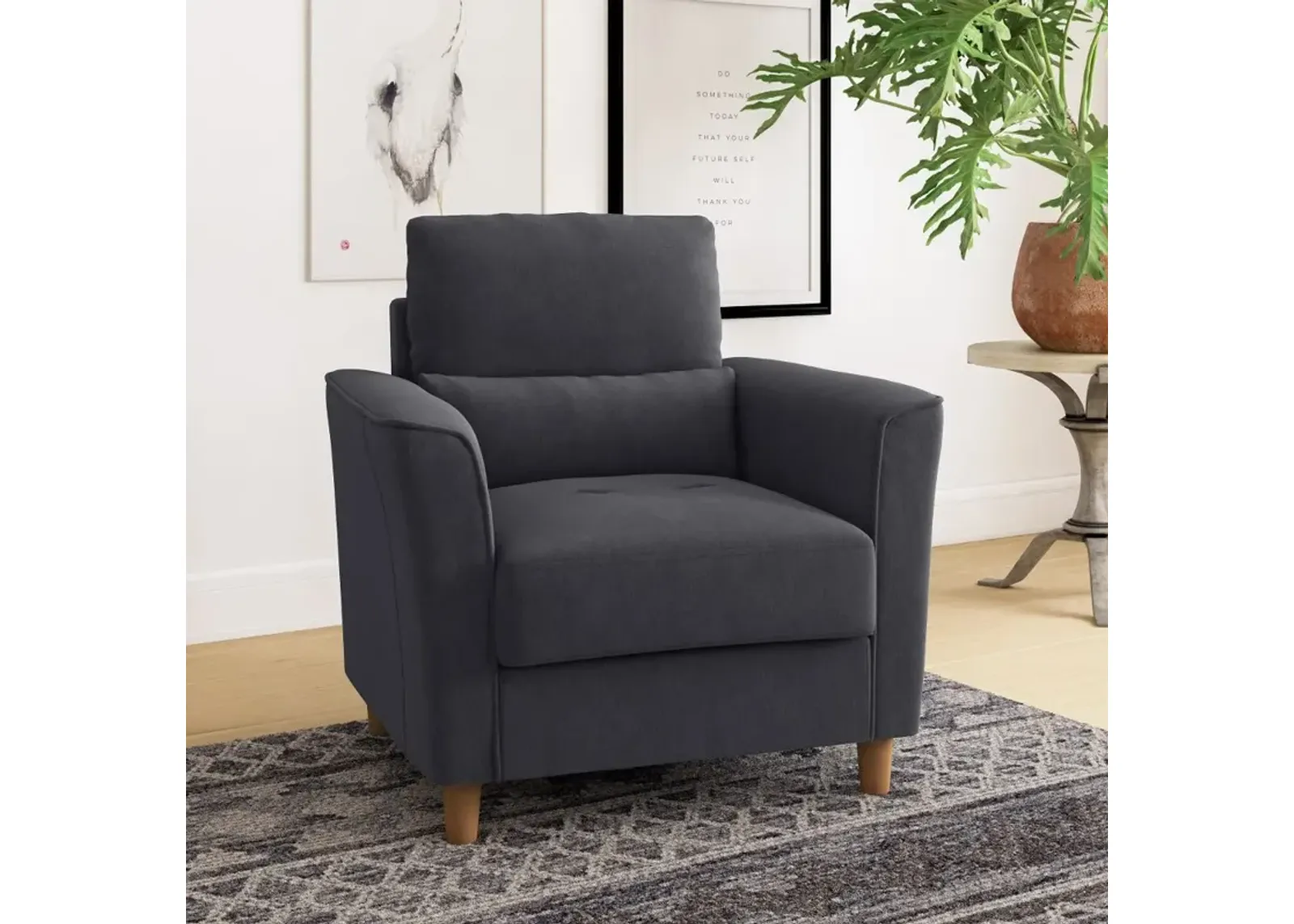 Georgia Contemporary Dark Grey Upholstered Accent Chair