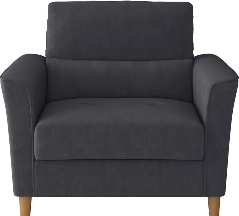 Georgia Contemporary Dark Grey Upholstered Accent Chair and a Half