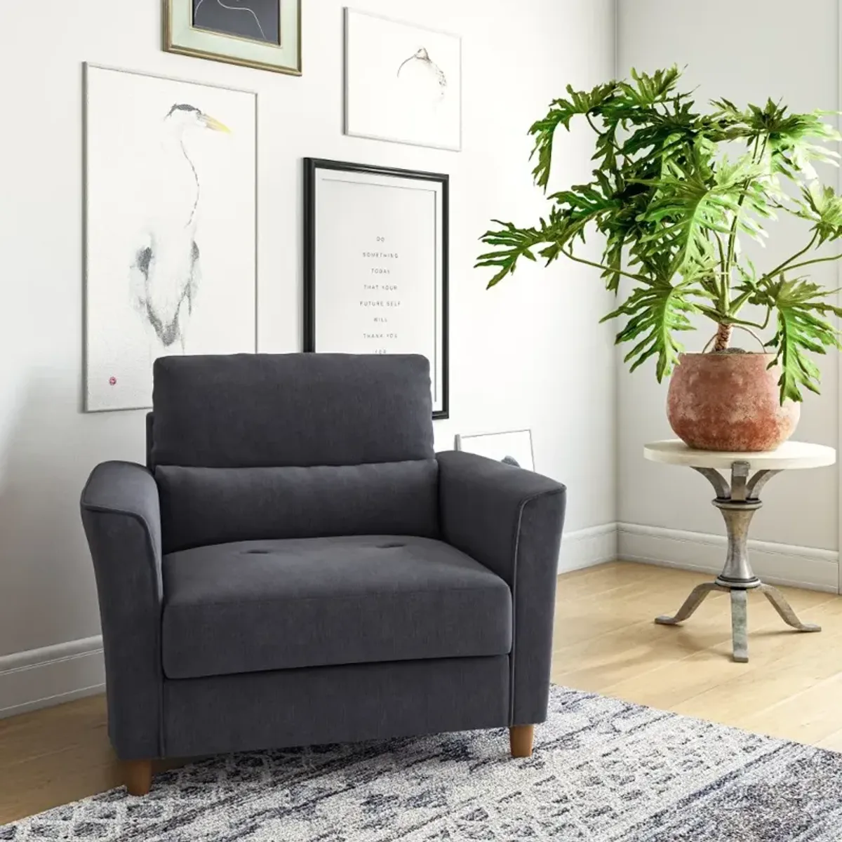 Georgia Dark Gray Accent Chair and a Half