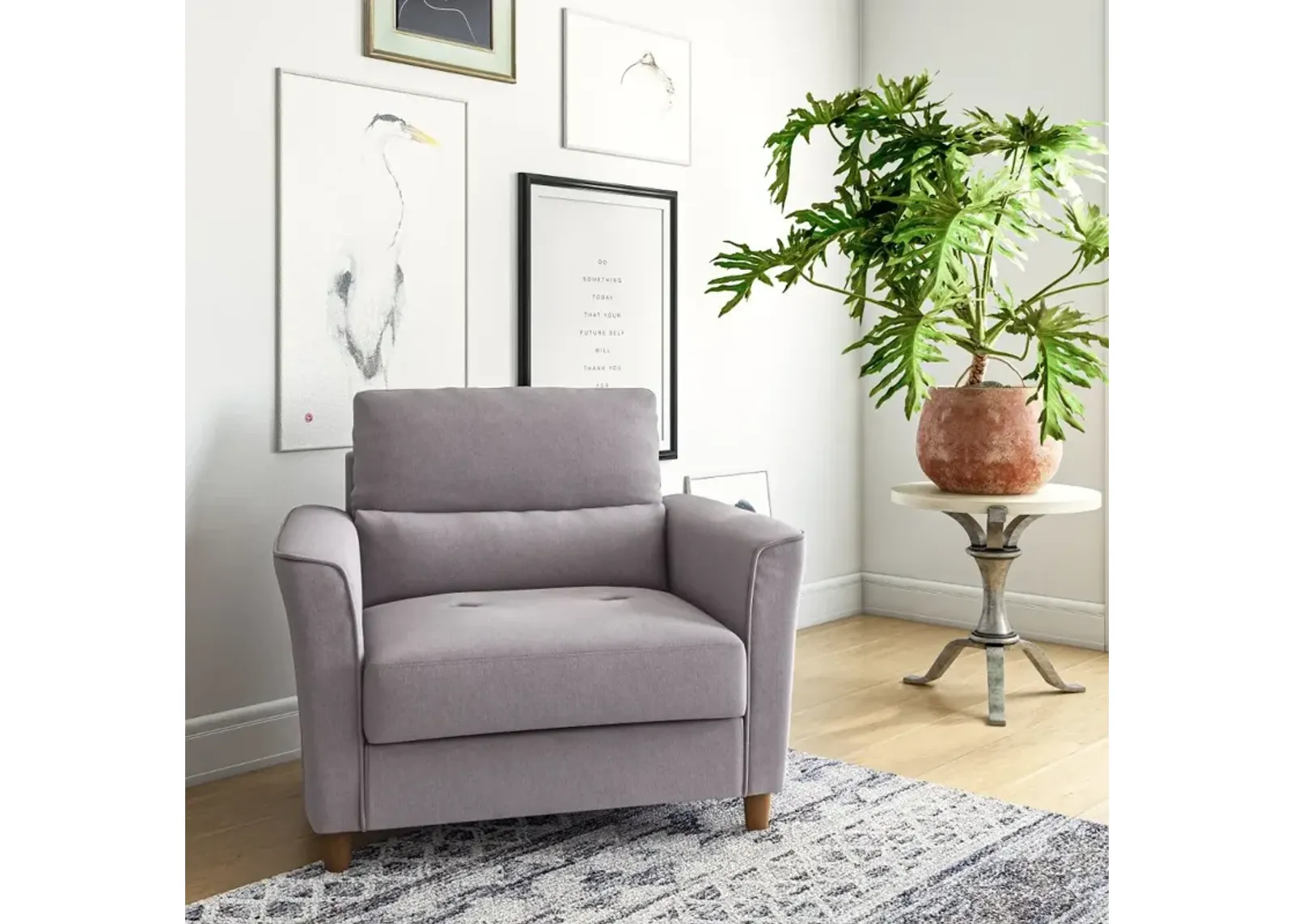 Georgia Contemporary Light Grey Upholstered Accent Chair and a Half