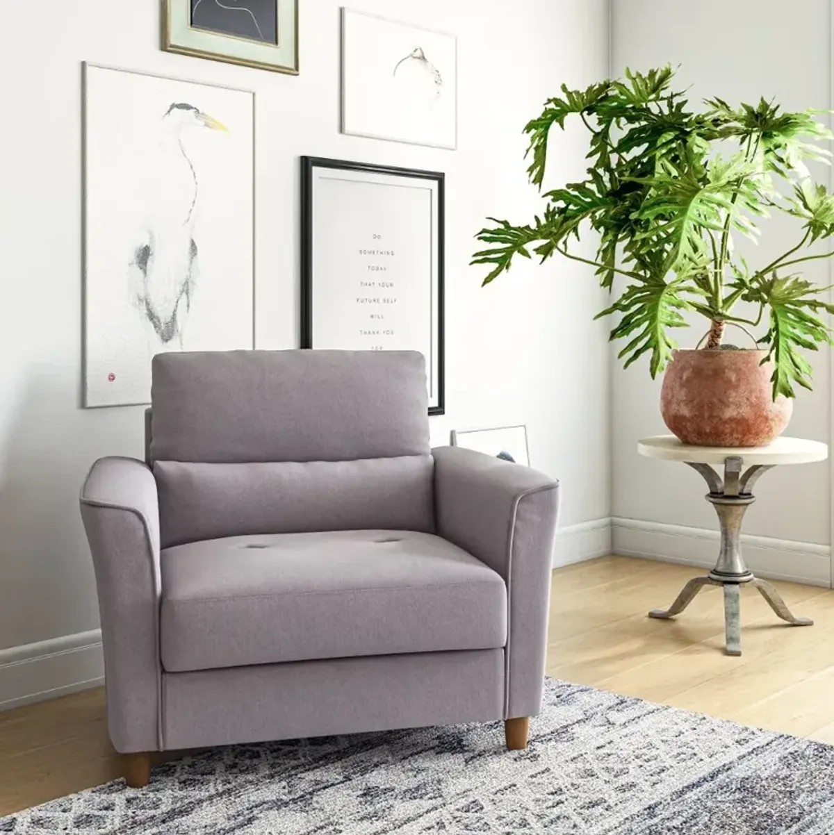 Georgia Contemporary Light Grey Upholstered Accent Chair and a Half