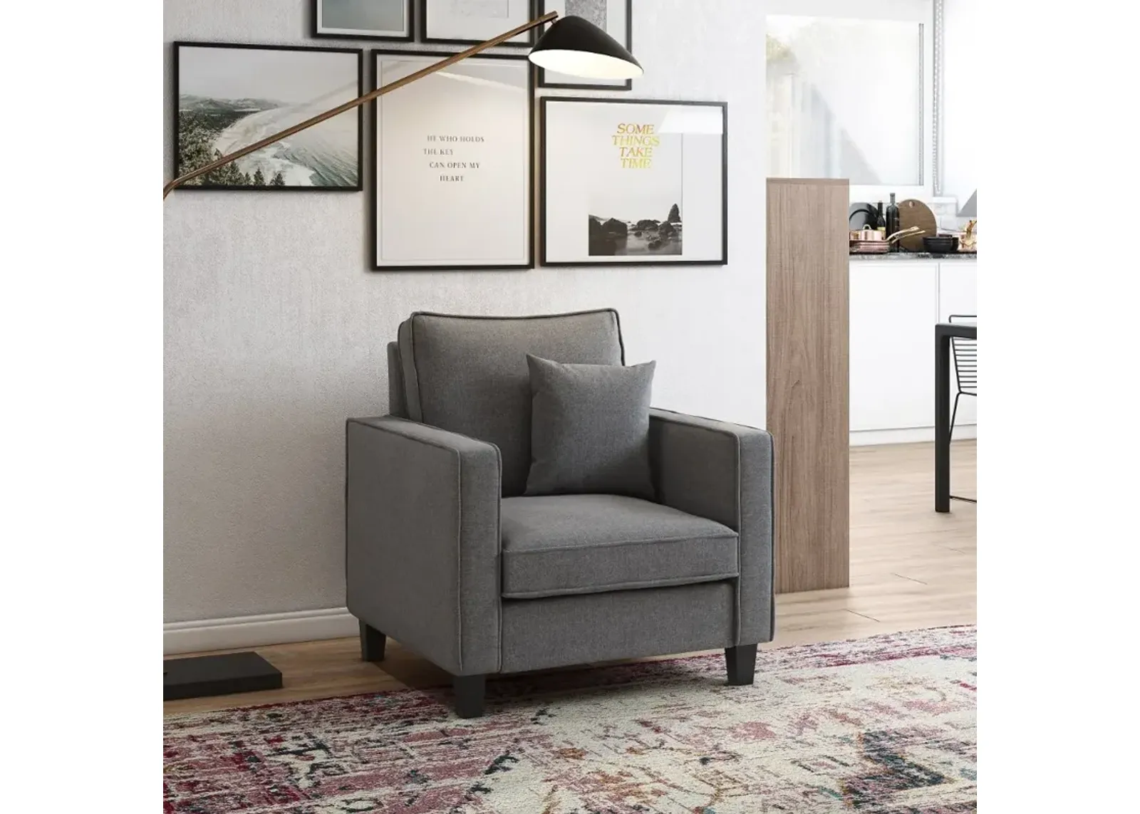 Georgia Contemporary Gray Fabric Accent Chair