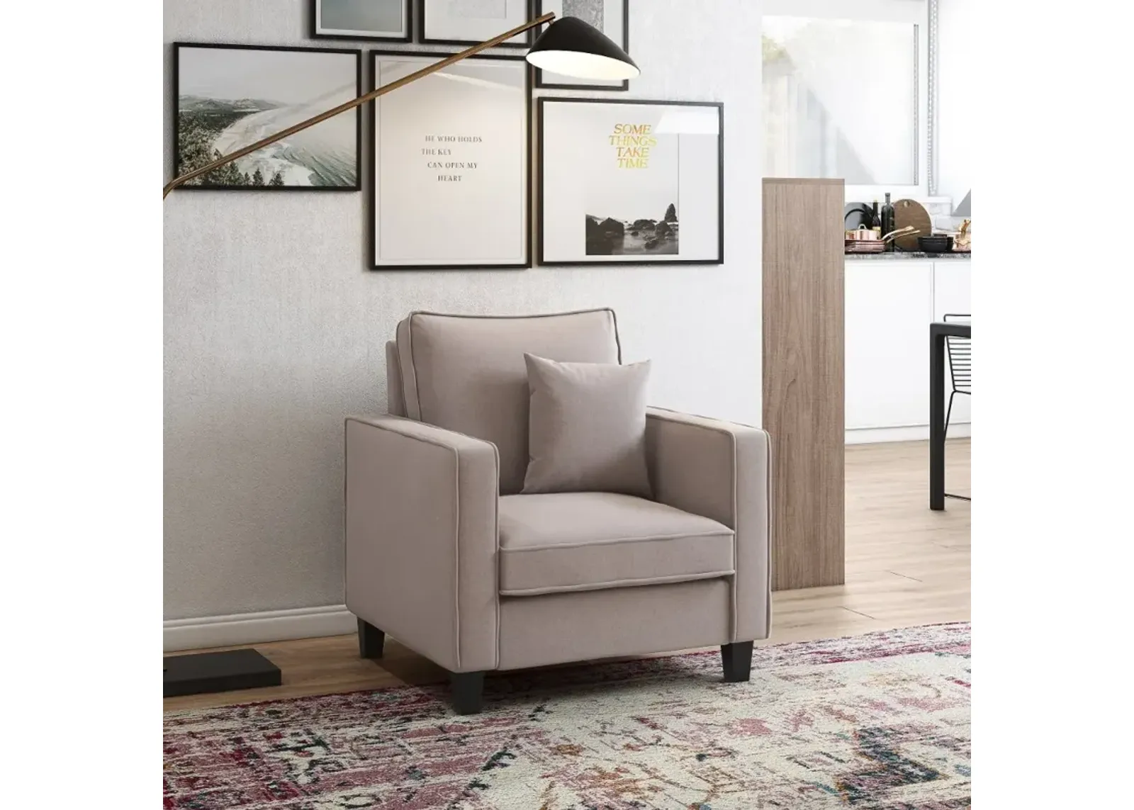 Georgia Contemporary Taupe Fabric Accent Chair