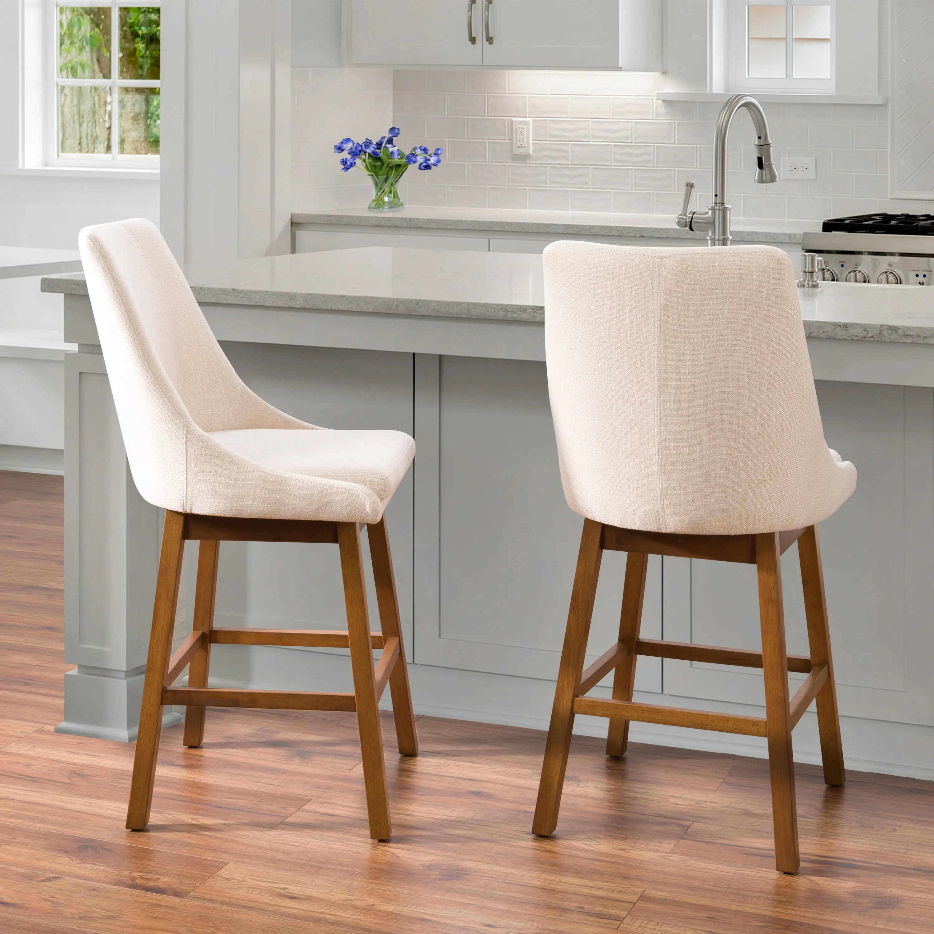 Boston Beige Counter Height Stools, Set of 2