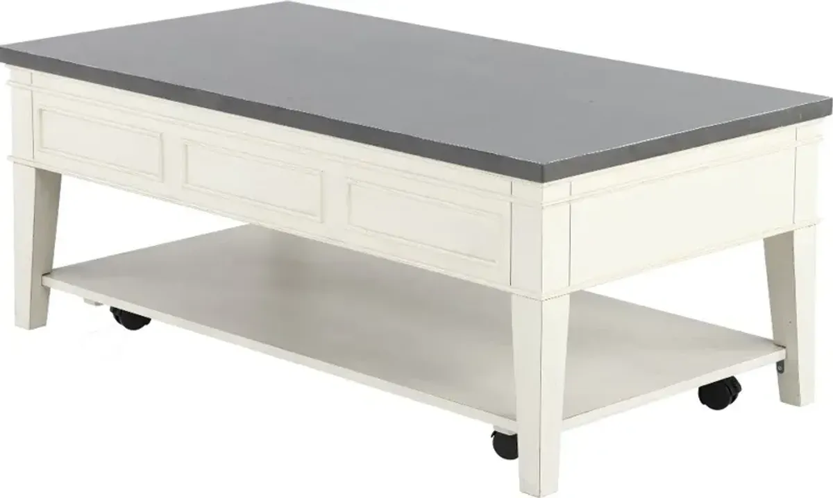 Del Mar Antique White and Gray Coffee Table