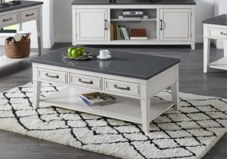 Del Mar Antique White and Gray Coffee Table