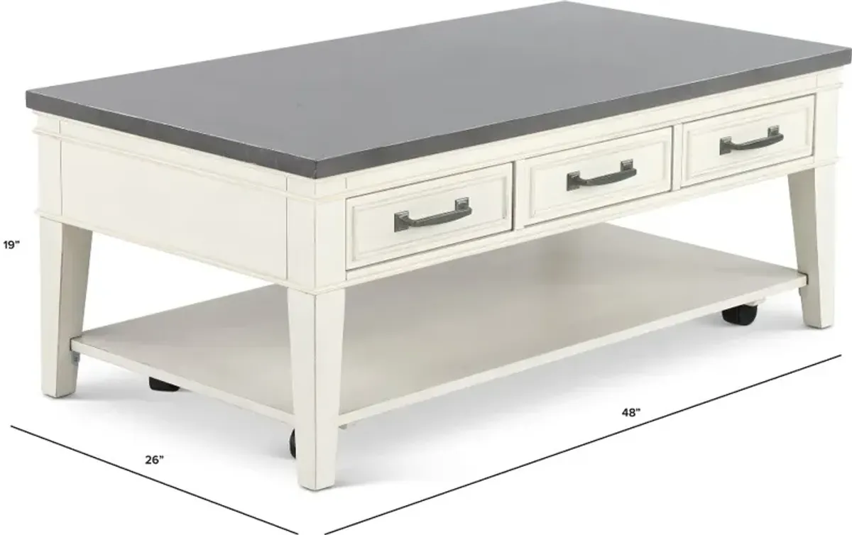 Del Mar Antique White and Gray Coffee Table