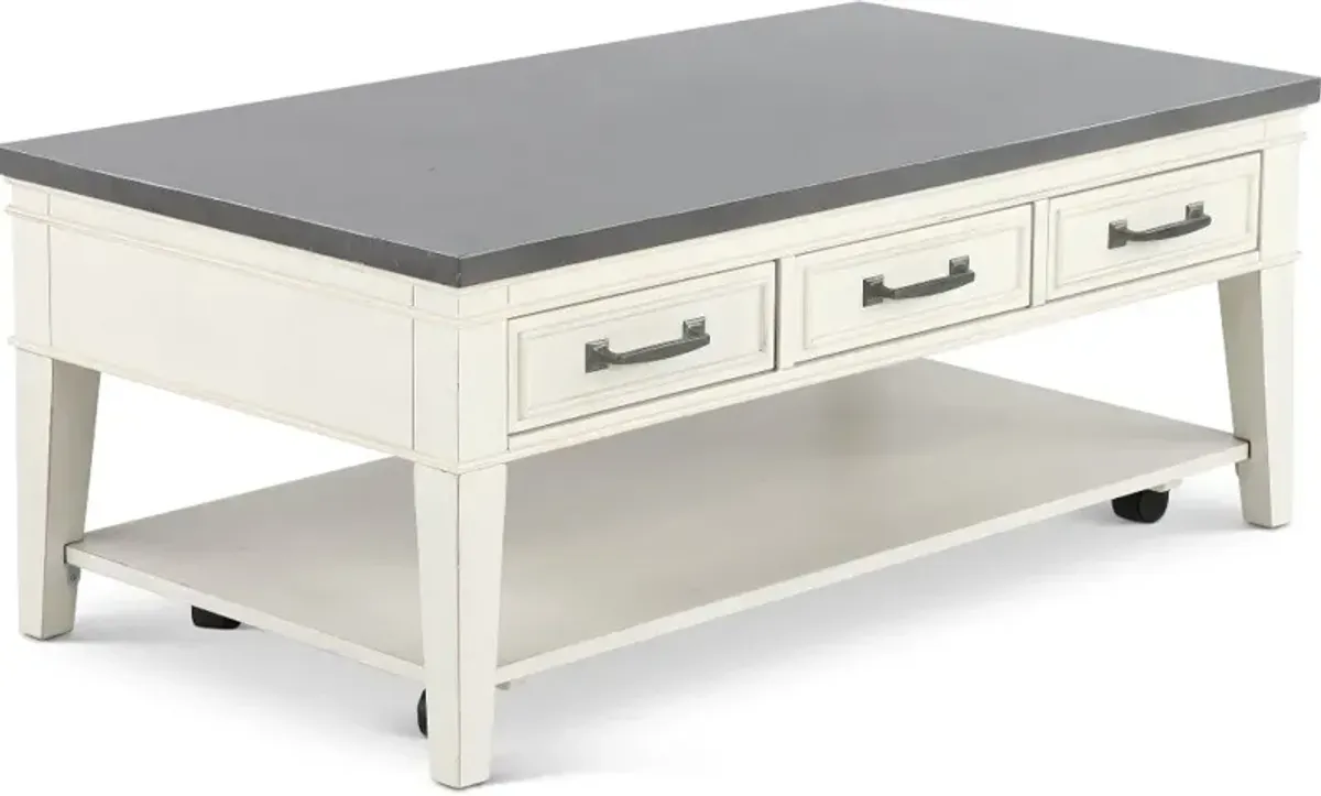 Del Mar Antique White and Gray Coffee Table