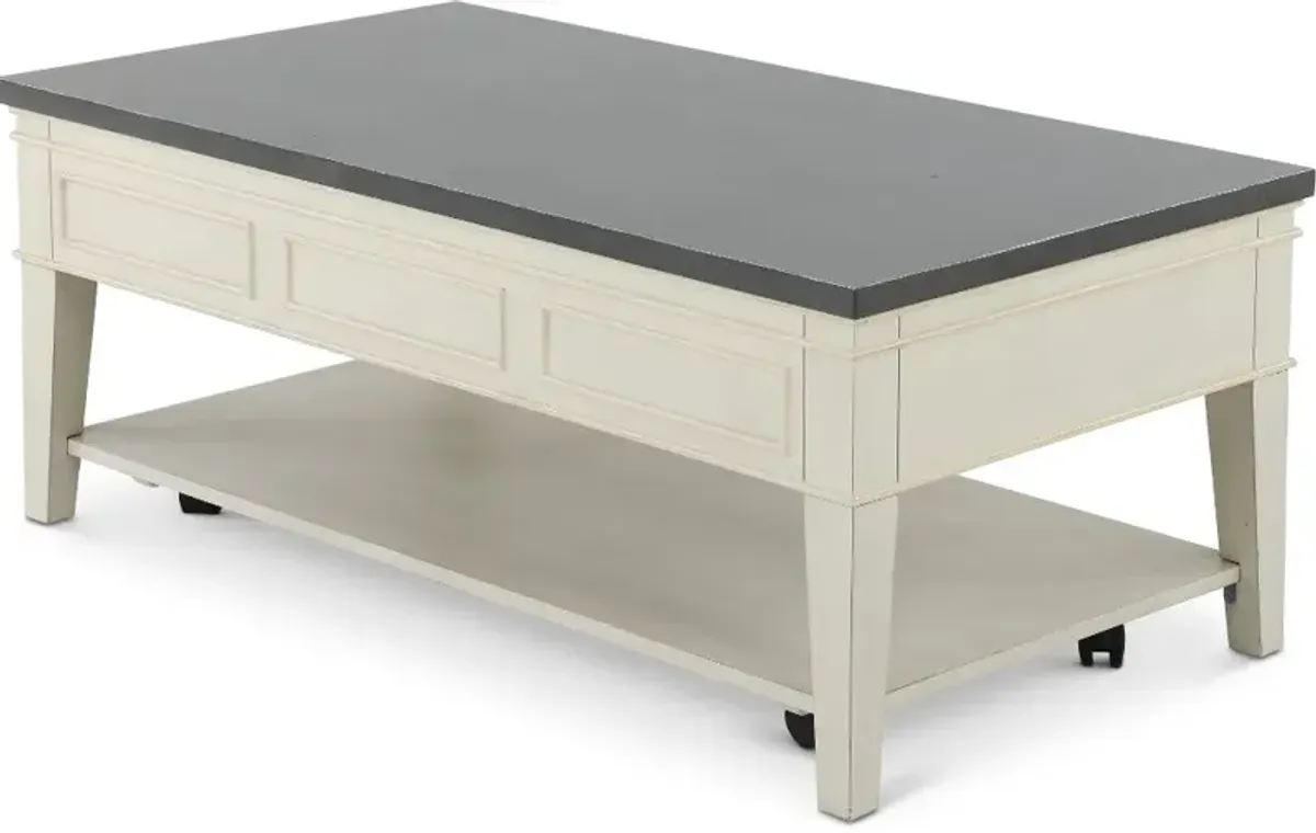 Del Mar Antique White and Gray Coffee Table