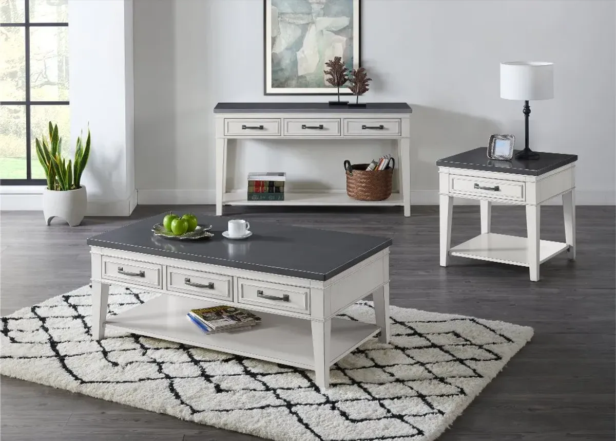 Del Mar Antique White and Gray Coffee Table