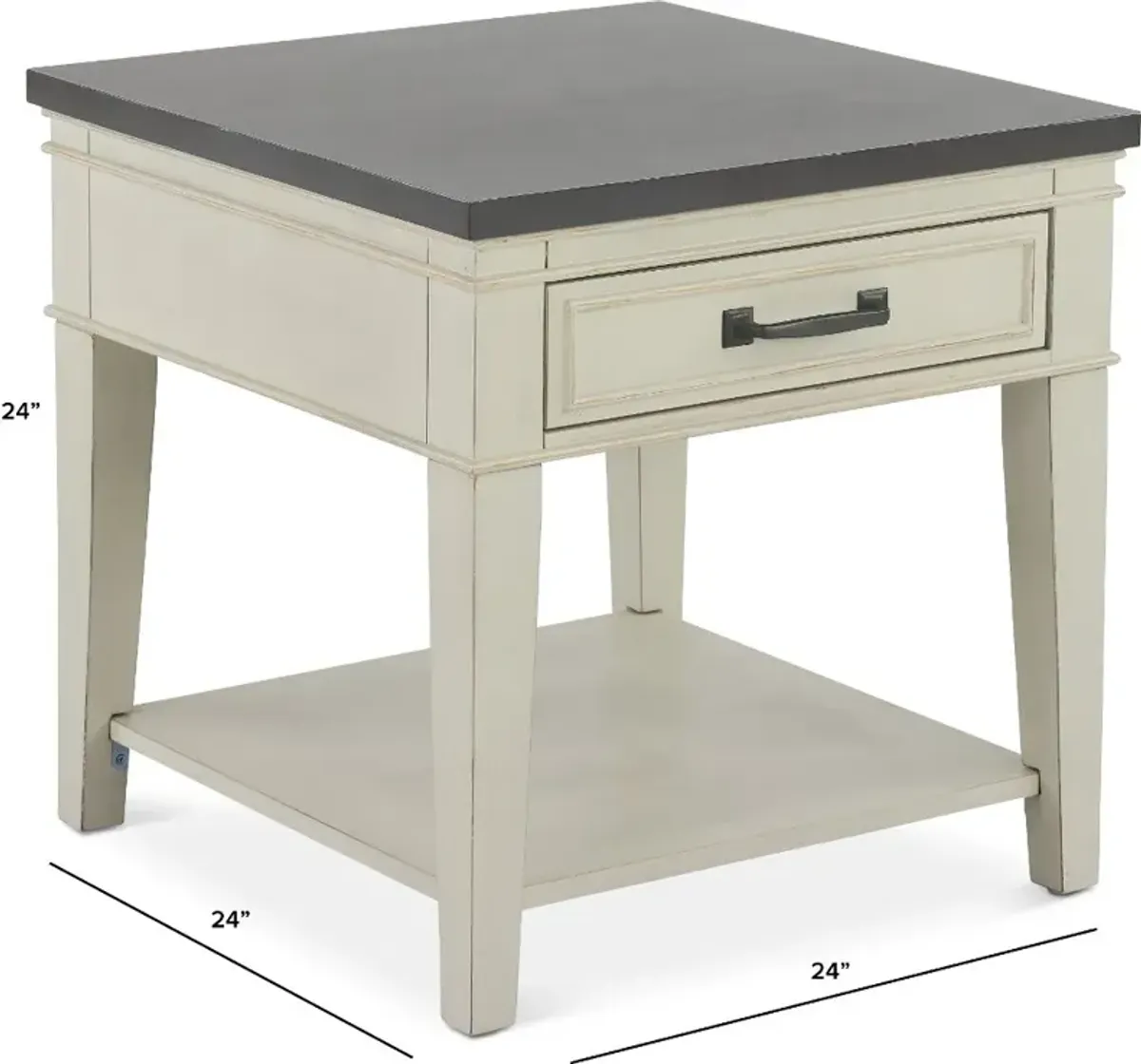 Del Mar Antique White and Gray End Table