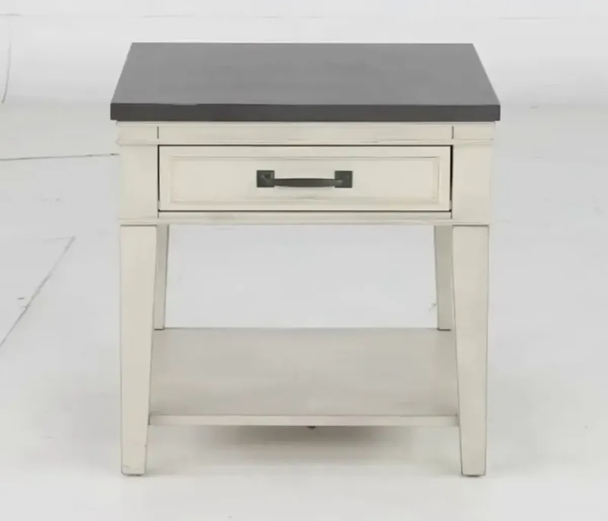 Del Mar Antique White and Gray End Table