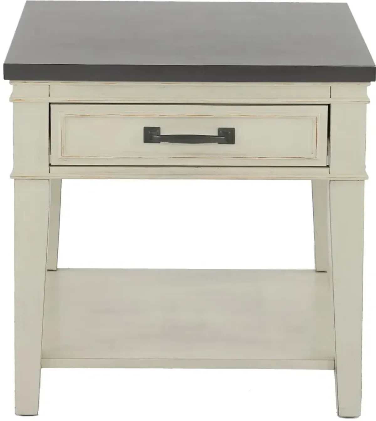 Del Mar Antique White and Gray End Table