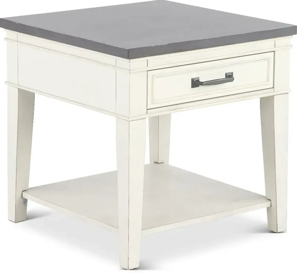 Del Mar Antique White and Gray End Table