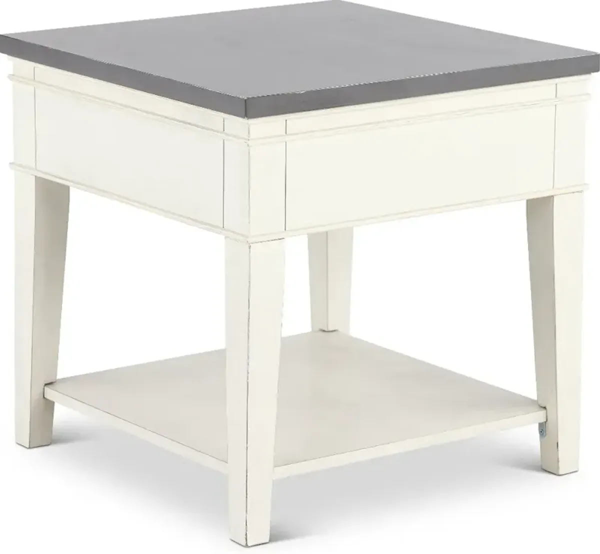 Del Mar Antique White and Gray End Table