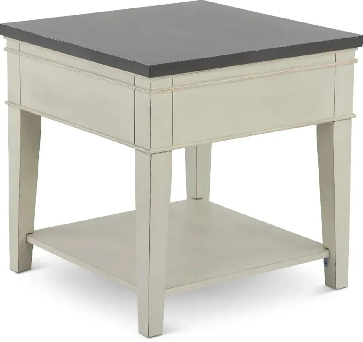 Del Mar Antique White and Gray End Table