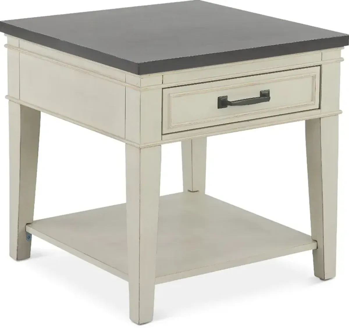 Del Mar Antique White and Gray End Table