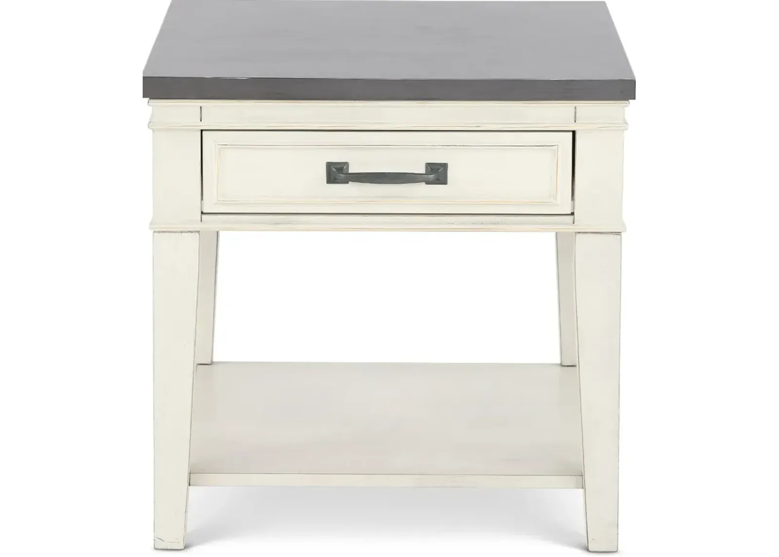 Del Mar Antique White and Gray End Table