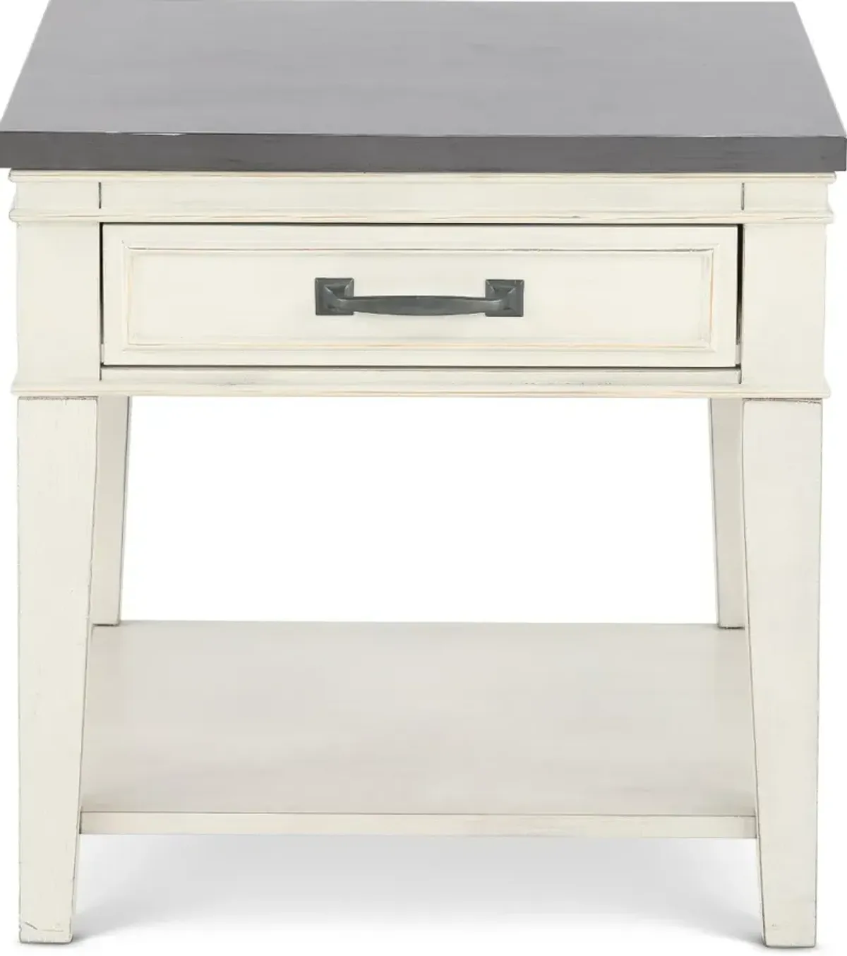 Del Mar Antique White and Gray End Table