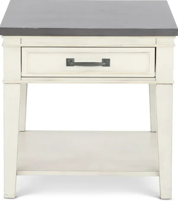 Del Mar Antique White and Gray End Table
