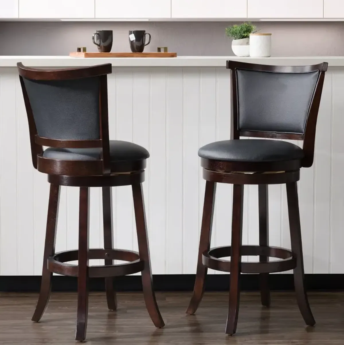 Woodgrove Black Swivel Bar Stool, Set of 2