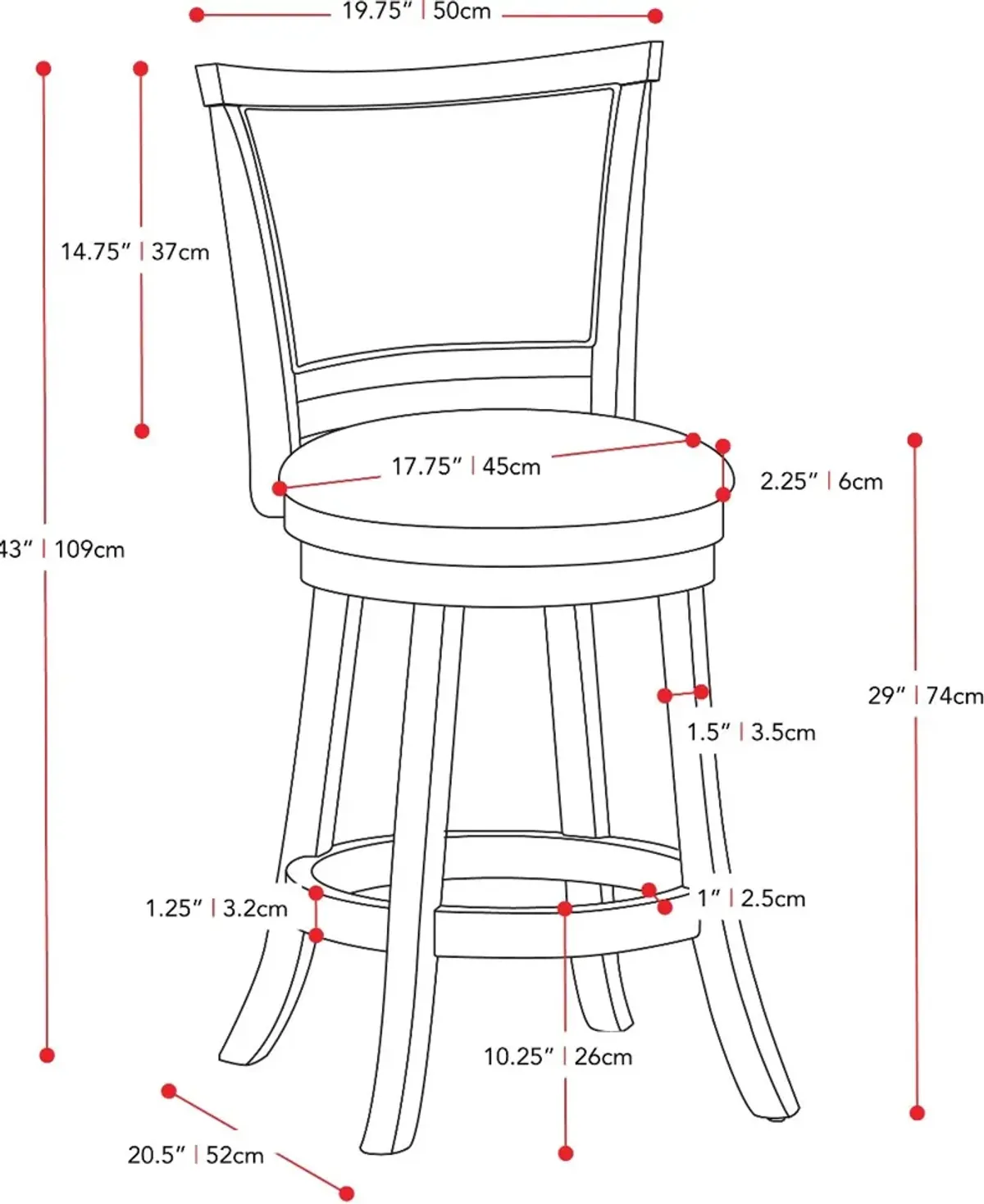 Woodgrove Black Swivel Bar Stool, Set of 2