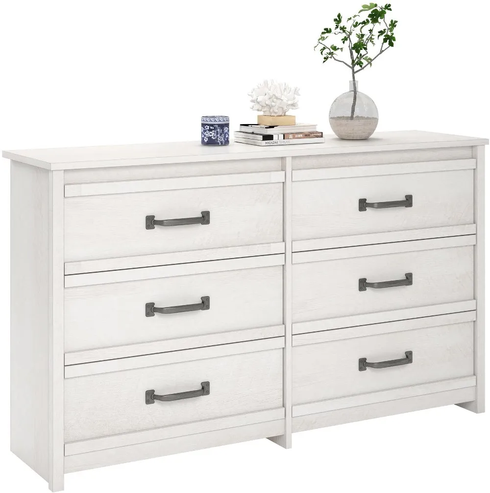 Bassinger Transitional Ivory Oak 6-Drawer Dresser