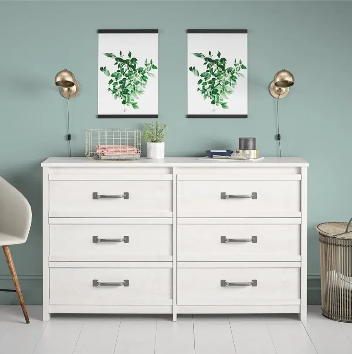 Bassinger Transitional Ivory Oak 6-Drawer Dresser