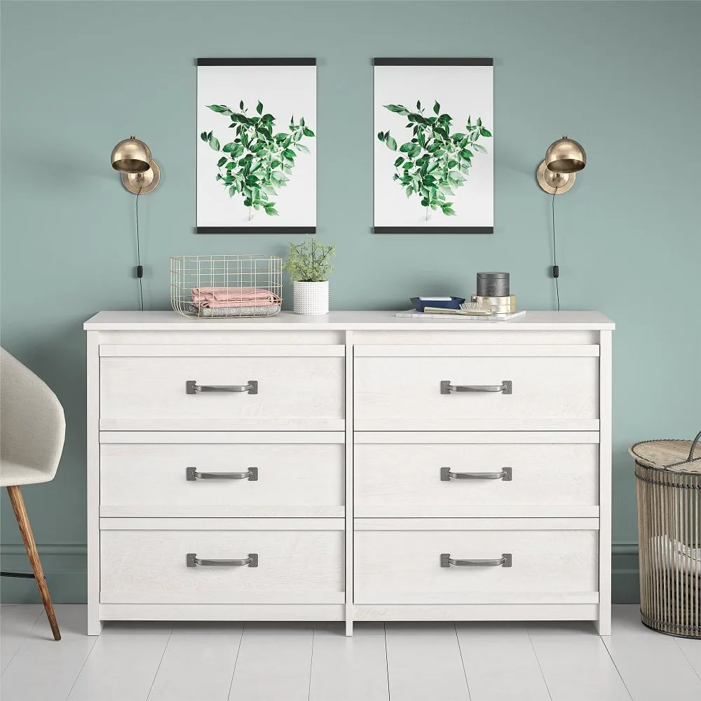 Bassinger Transitional Ivory Oak 6-Drawer Dresser