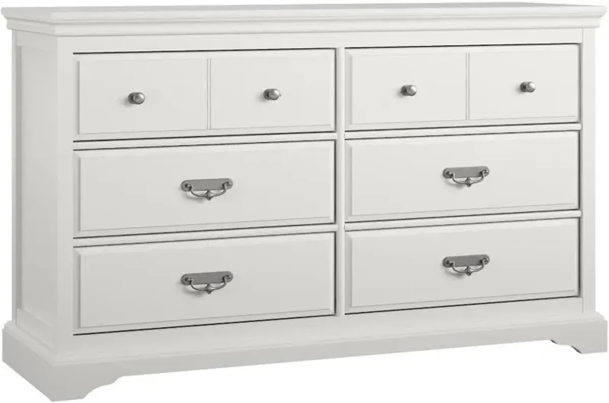 Bristol Traditional White 6-Drawer Dresser