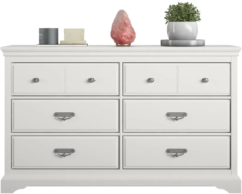 Bristol Traditional White 6-Drawer Dresser