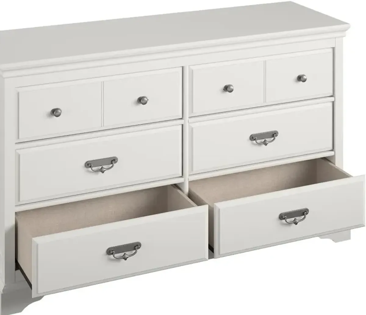 Bristol Traditional White 6-Drawer Dresser