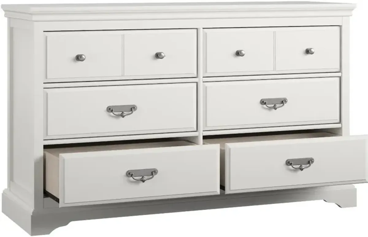 Bristol Traditional White 6-Drawer Dresser