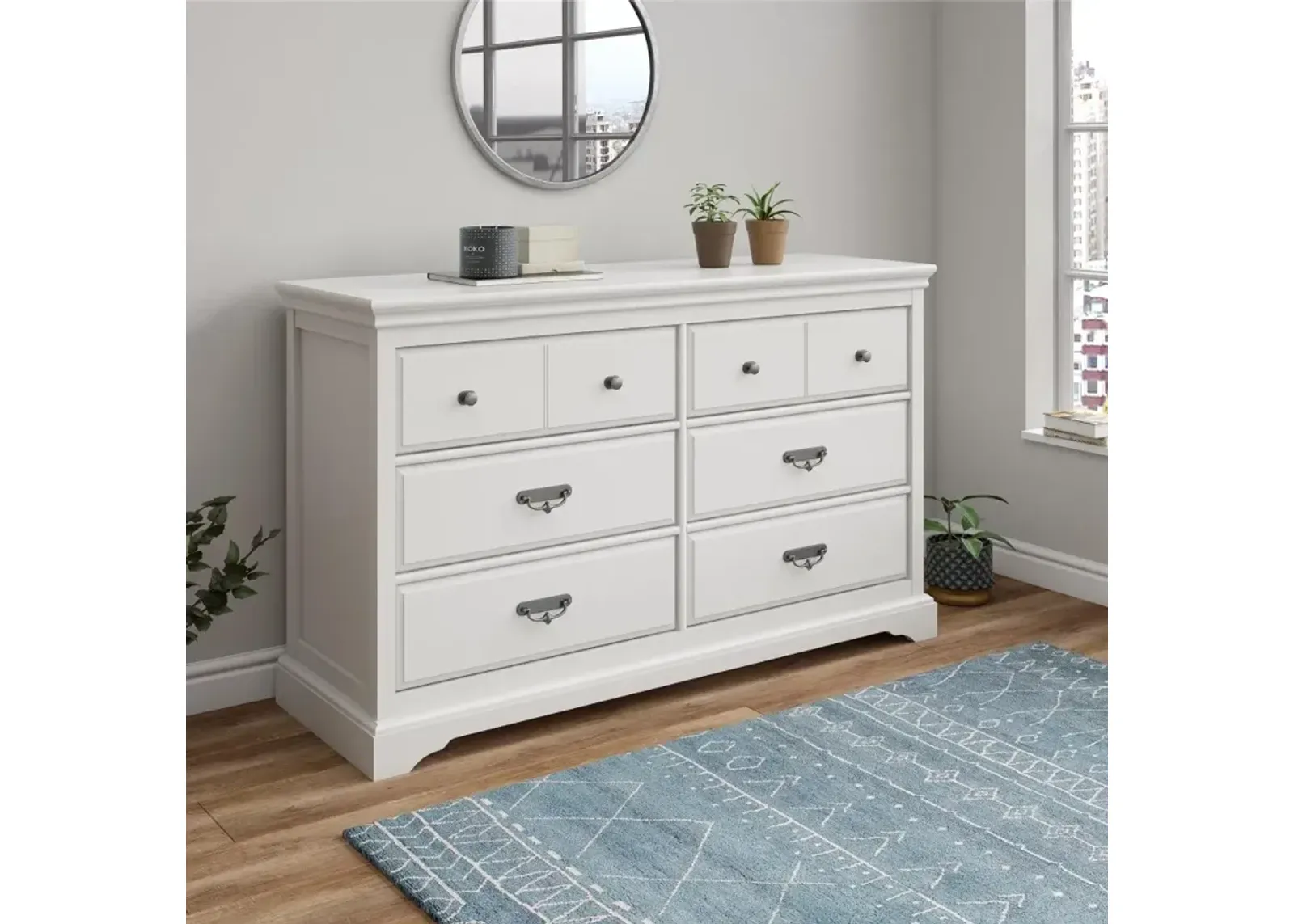 Bristol Traditional White 6-Drawer Dresser