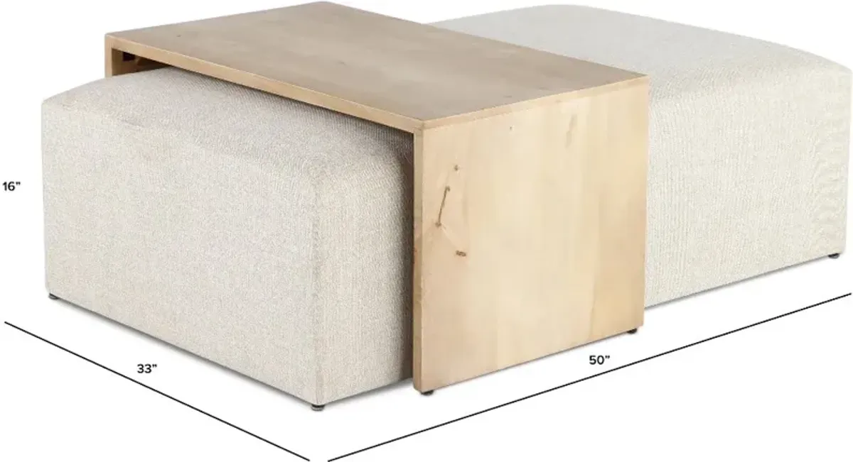 Amelia Subtle Linen Ottoman Coffee Table