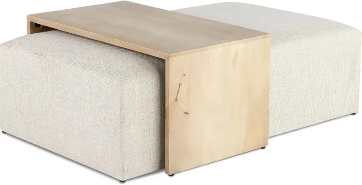 Amelia Subtle Linen Ottoman Coffee Table