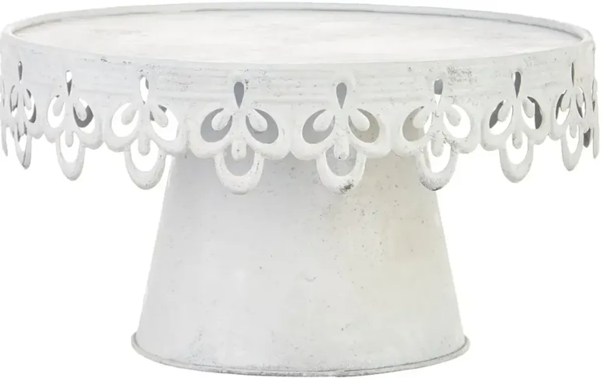 12 Inch White Scalloped Pedestal