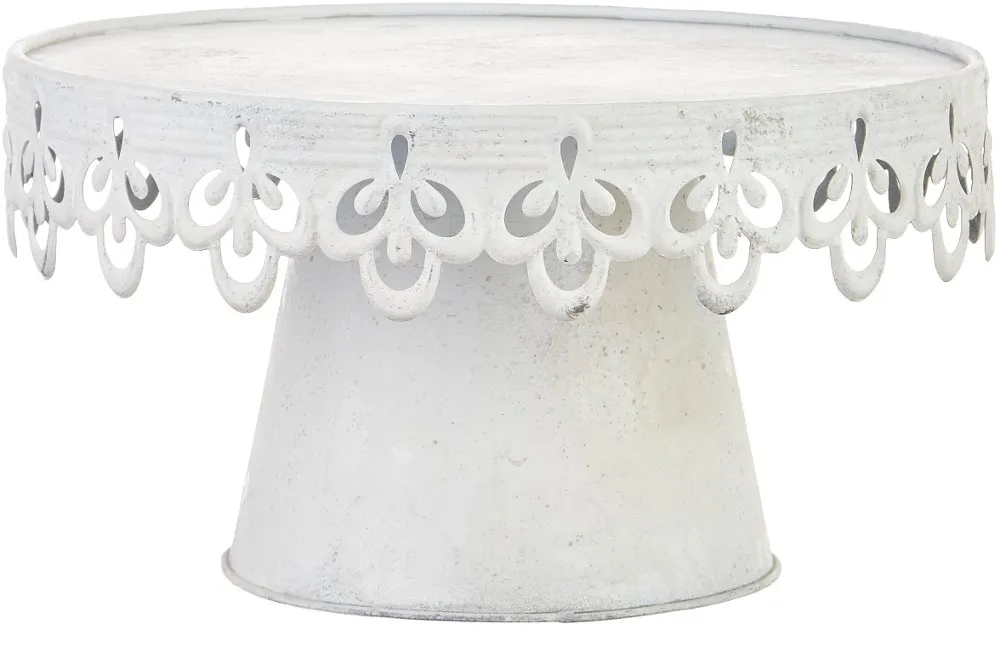 12 Inch White Scalloped Pedestal