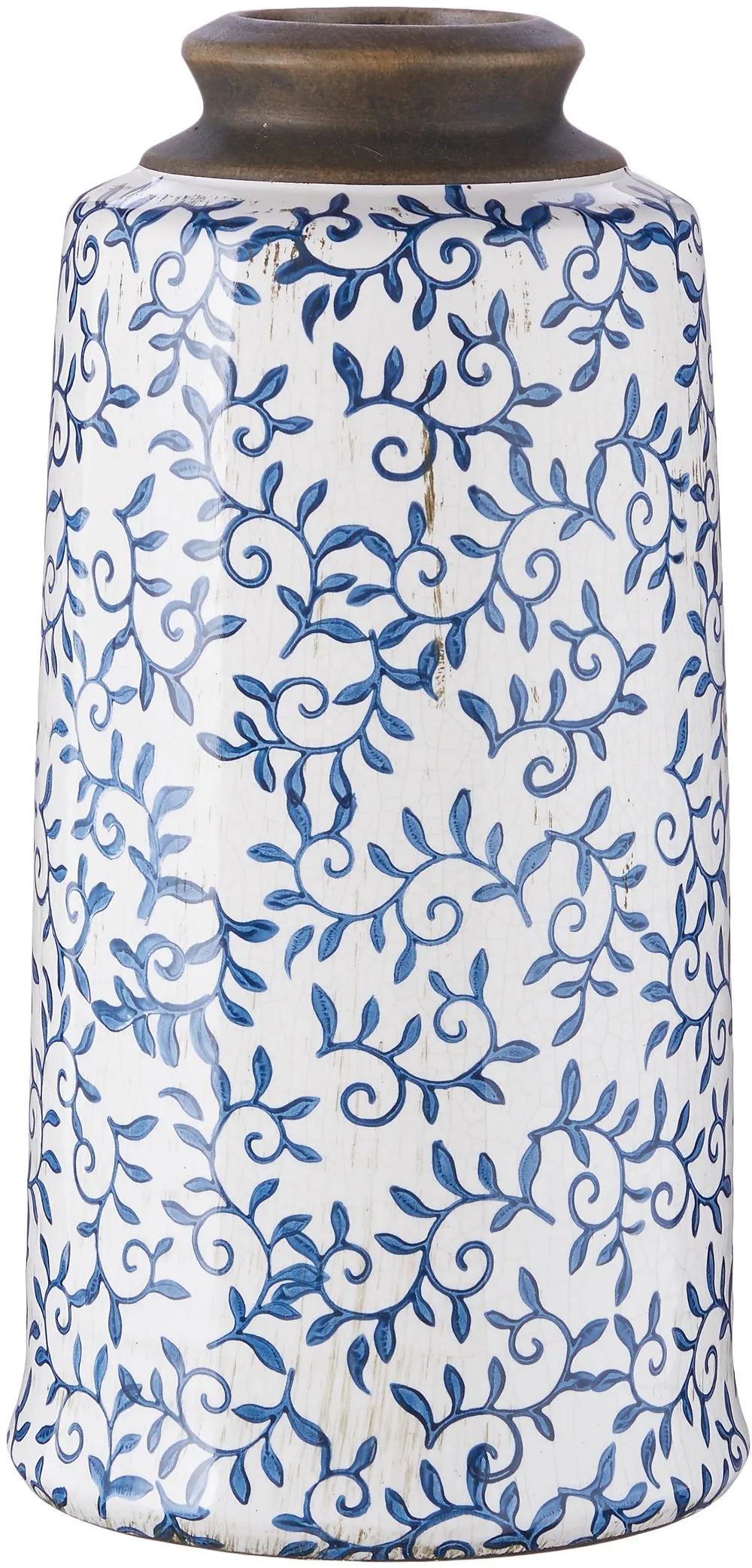 13" Blue Transferware Vase