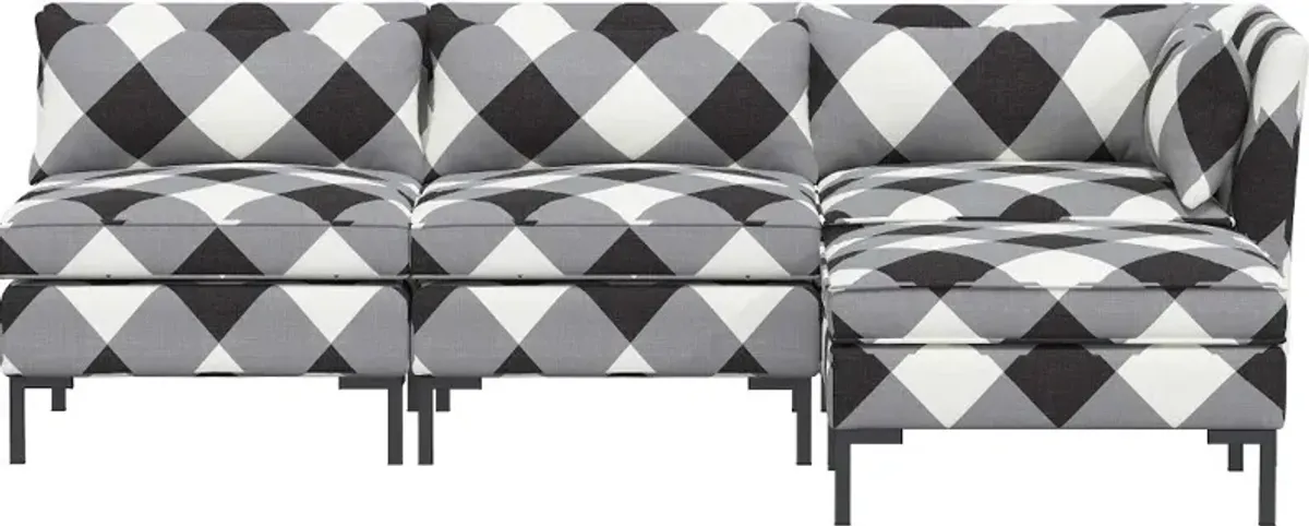 Jackson Charcoal Diamond Check 4-Piece Sectional - Skyline Furniture